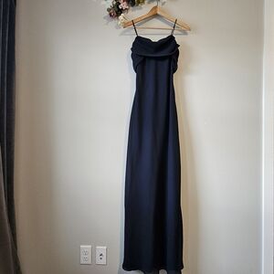 Fairweather Maxi Dress Navy Blue Cowl Neck Ruffle Back Size 6